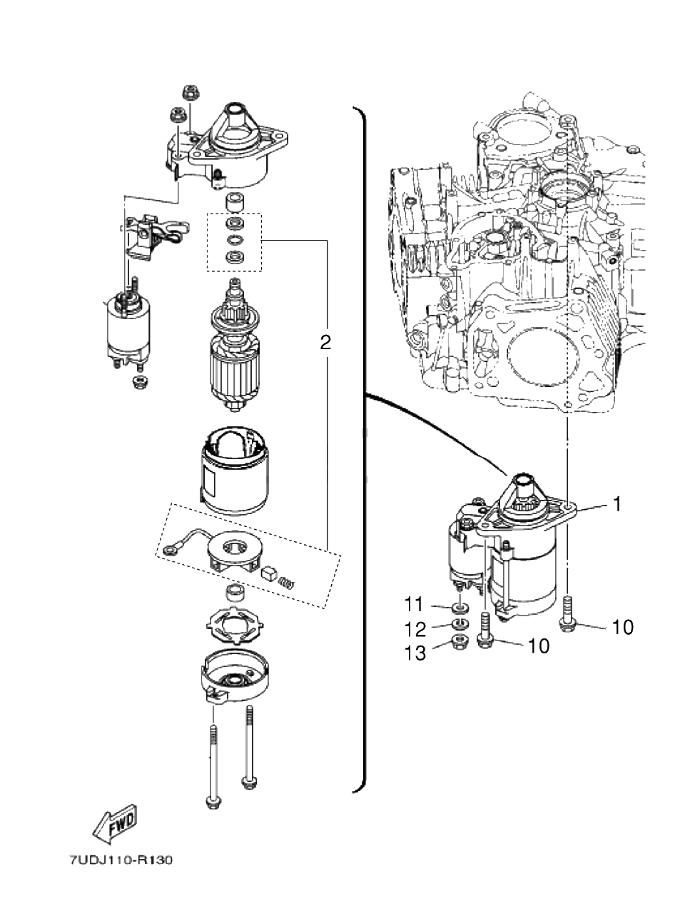 Starting Motor Diagram and Parts List for MX800VJ 2018-09 Husqvarna Engine