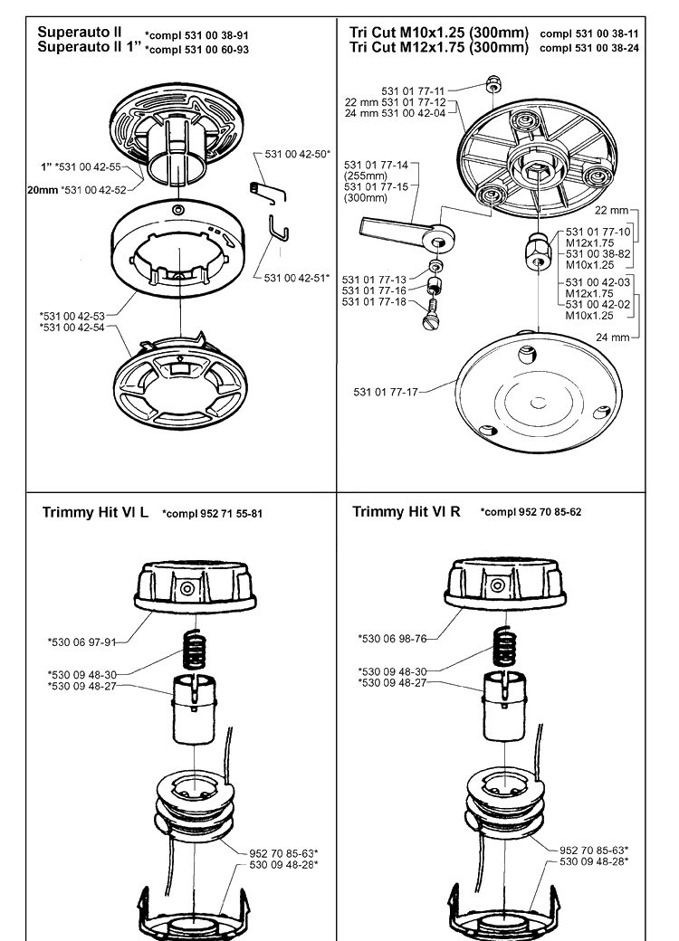 Trimmer Head 2 Diagram and Parts List for 19992300001-20004000000  Husqvarna Edger