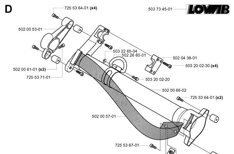 Tower Diagram and Parts List for 265RX 20012600001-20023100000 Husqvarna Brush Cutter