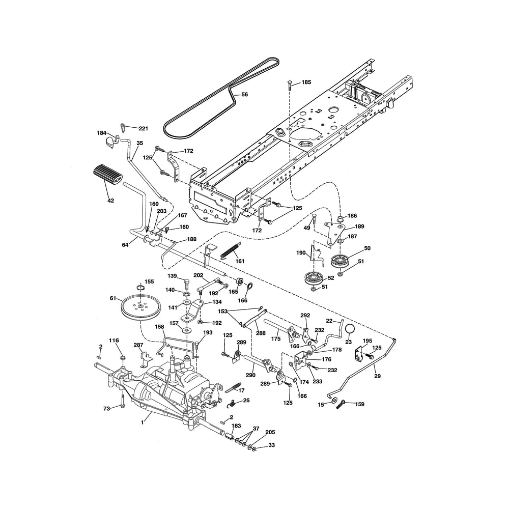 Drive Diagram and Parts List for 917280020  Husqvarna Lawn Tractor