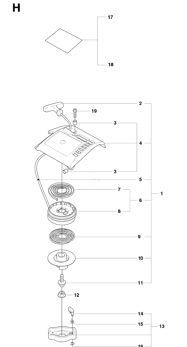 Starter Diagram and Parts List for 326HD60 (X-SERIES)(20082200001-20090900000) Husqvarna Hedge Trimmer
