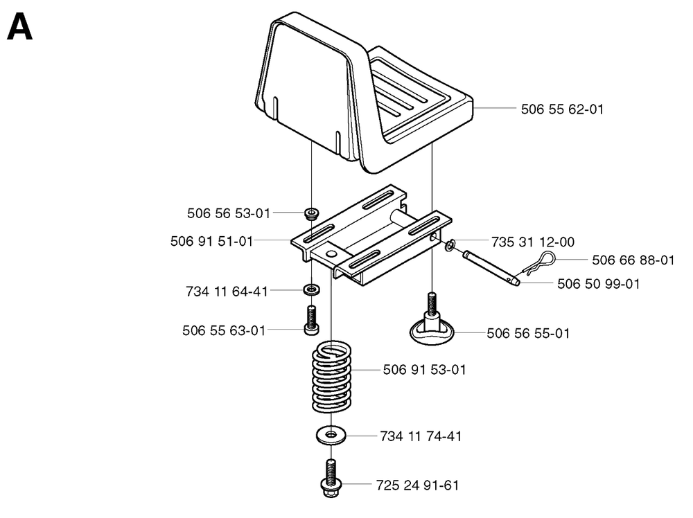 Seat Diagram and Parts List for R13 2002-02 Husqvarna Lawn Tractor