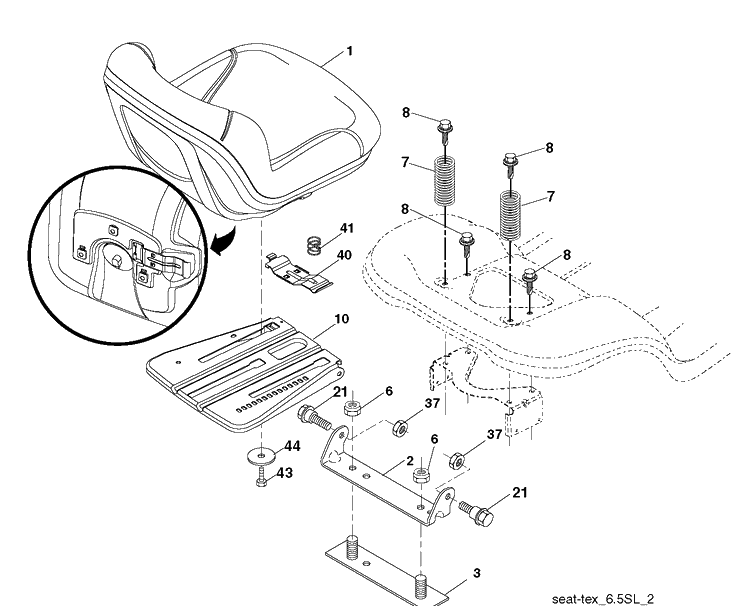 Seat Diagram and Parts List for 2754GLS (96043004700)(2011-09) Husqvarna Lawn Tractor