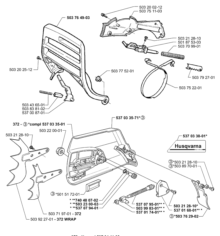 Chainbrake Diagram and Parts List for 362EPA 1999-11 Husqvarna Chainsaw