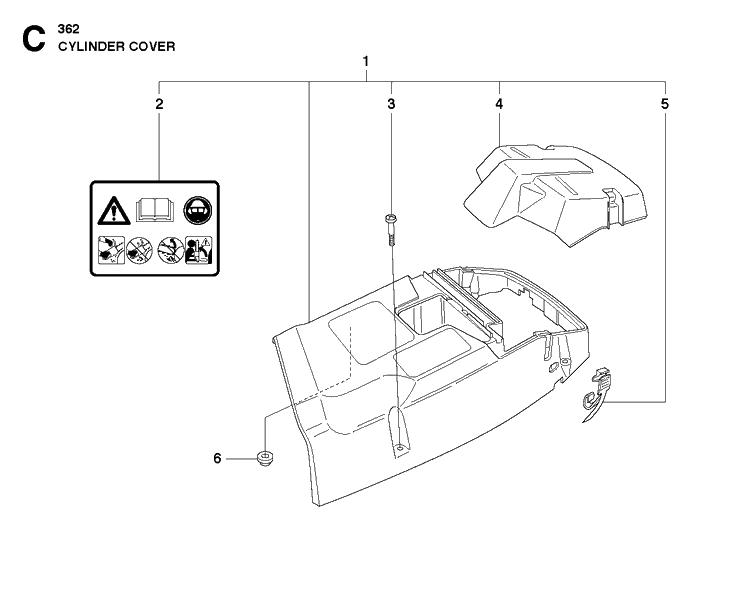 Cylinder Cover Diagram and Parts List for 362 2011-02 Husqvarna Chainsaw