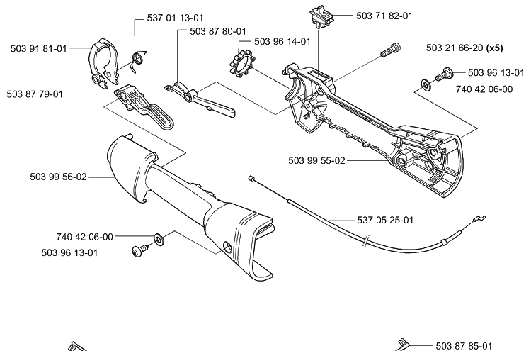 Throttle Diagram and Parts List for HA850 2004-01 Husqvarna Hedge Trimmer