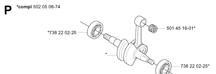 Crankshaft Diagram and Parts List for 250R  Husqvarna Brush Cutter