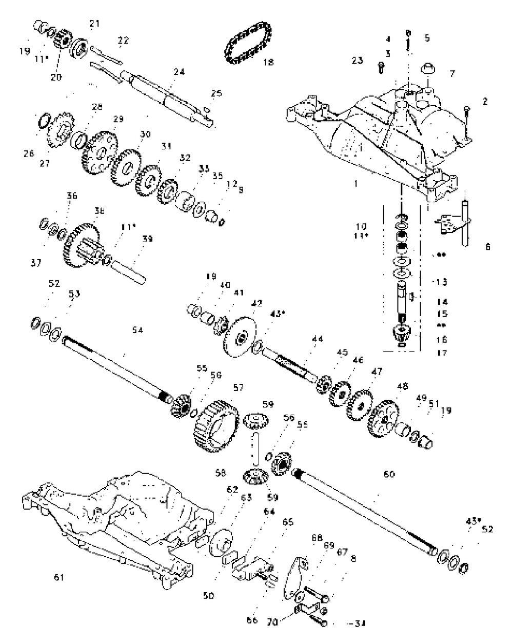Dana Transaxle Model Number 4360-77 Diagram and Parts List for LR111 (954001212-A)(1994-07) Husqvarna Lawn Tractor