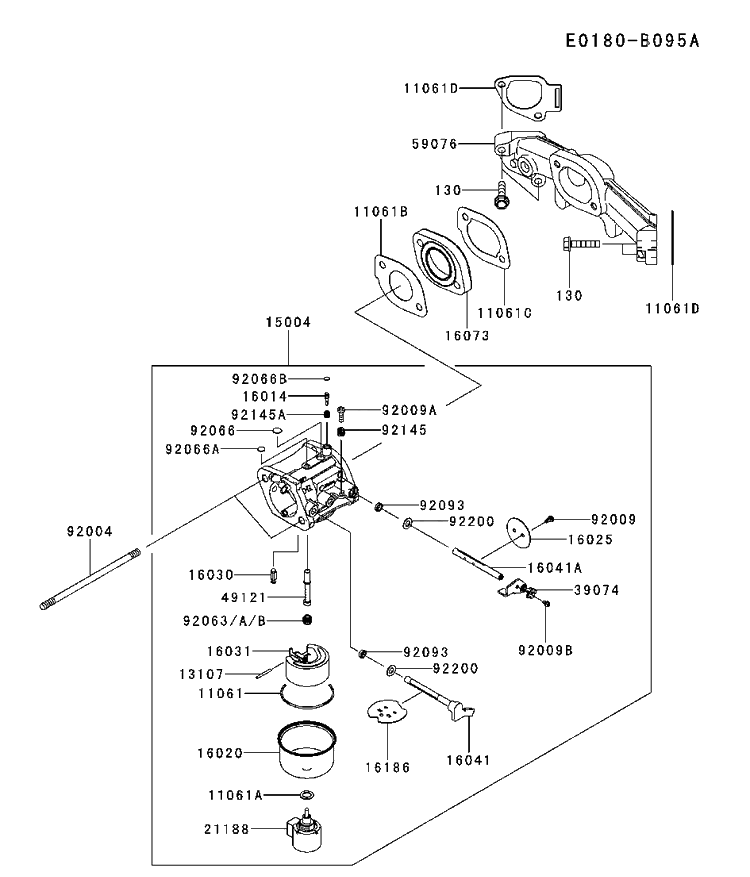Carburetor Diagram and Parts List for FR651V-AS31 2017-09 Husqvarna Engine