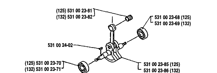 Crankshaft Diagram and Parts List for 132RB 1991-11 Husqvarna Brush Cutter