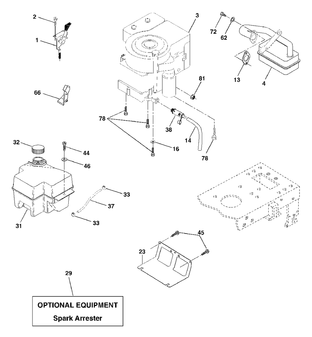 Engine Diagram and Parts List for CT130 (954170017-D)(2001-08) Husqvarna Lawn Tractor