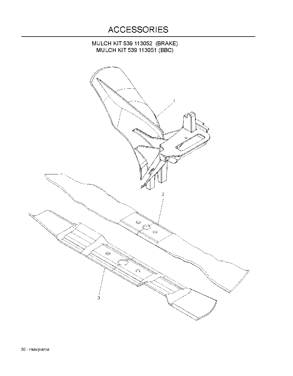 Accessories Diagram and Parts List for W21SBKC968999640 2007-03 Husqvarna Lawn Mower