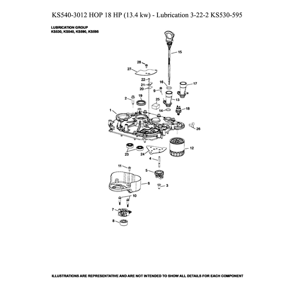 Engine >> Lubrication Diagram and Parts List for 96041039400  Husqvarna Lawn Tractor