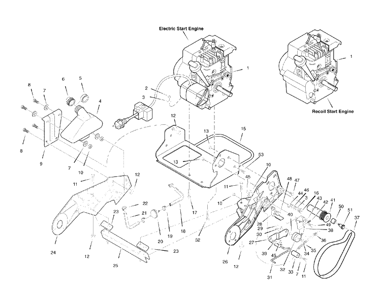 Engine And Frame Assembly Diagram and Parts List for 5021E (6210540X37NA)(531309639)(2007-07) Husqvarna Snow Blower