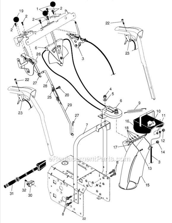 Control_Panel_Discharge_Chute Diagram and Parts List for 1130SBEXP 96193001803 Husqvarna Snow Blower
