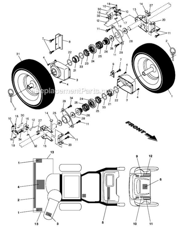 Wheels_Decals Diagram and Parts List for 1130SBEXP 96193001803 Husqvarna Snow Blower
