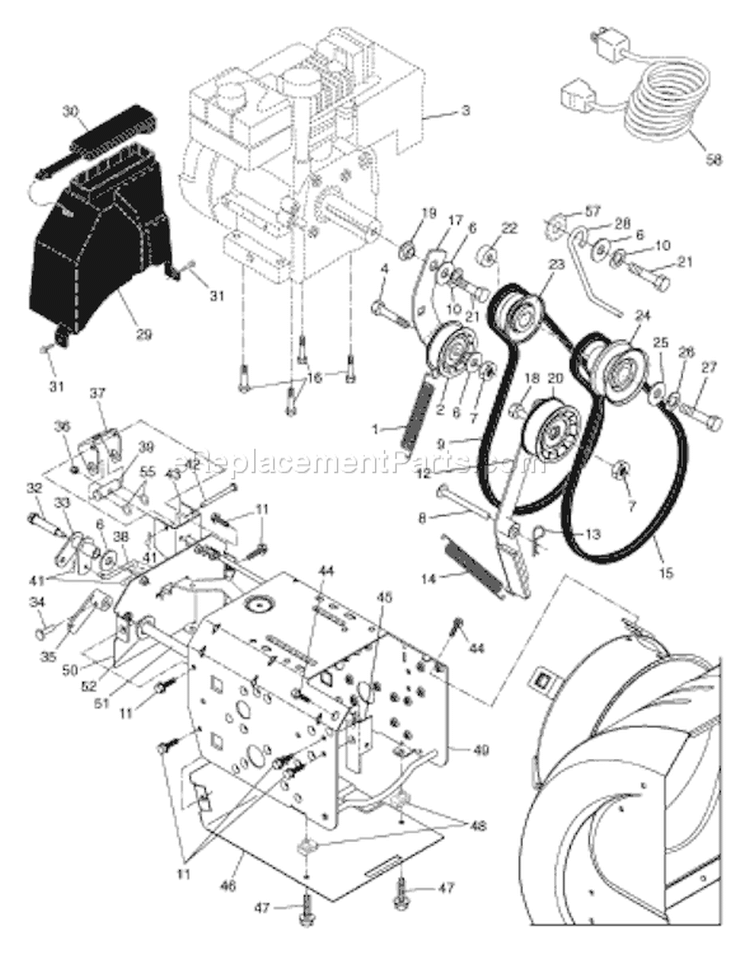 Page B Diagram and Parts List for 1130 SBEOV 96193002100 -2006-09 Husqvarna Snow Blower