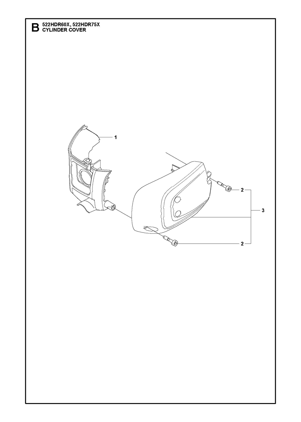 Cylinder Cover Diagram and Parts List for 522HDR75X  Husqvarna Trimmer