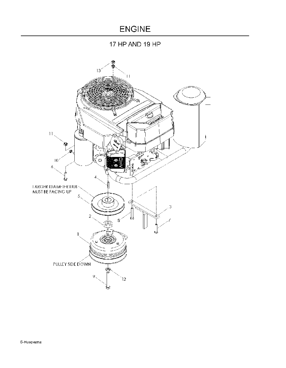 Engine Diagram and Parts List for WH5219EFQ968999253 2008-08 Husqvarna Lawn Mower