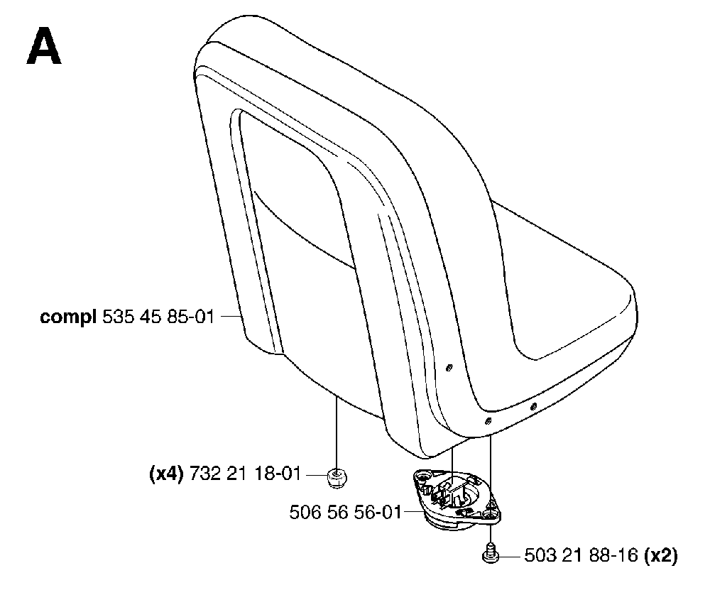 Seat Diagram and Parts List for RIDERPRO18AWD (953536601)(2005-03) Husqvarna Lawn Tractor