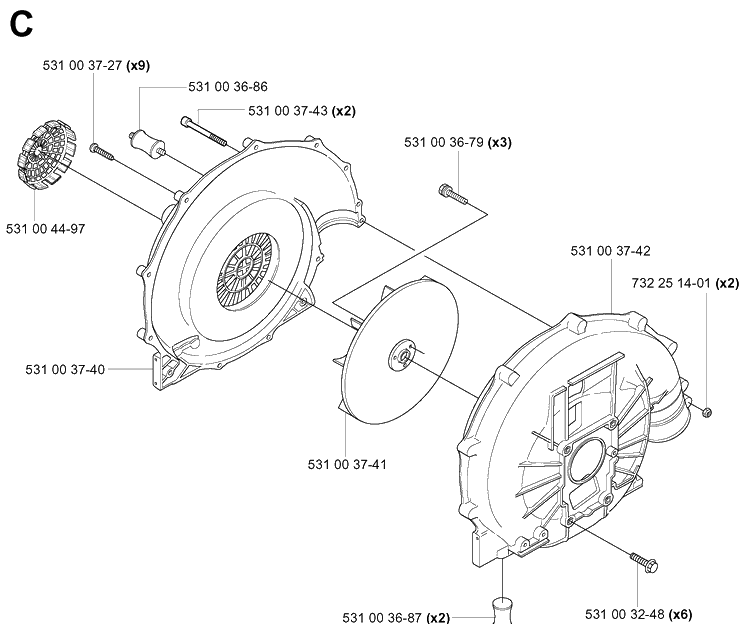 Fan Diagram and Parts List for 165BT 20041800001-Current Husqvarna Leaf Blower / Vacuum