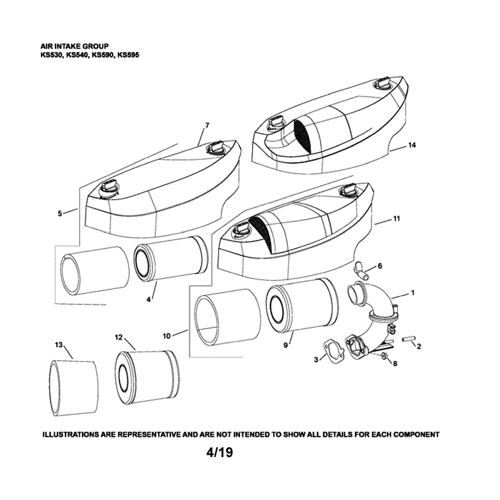 Engine >> Air Intake Diagram and Parts List for 96041039400  Husqvarna Lawn Tractor