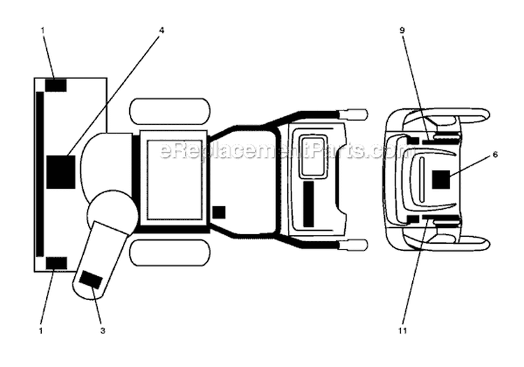 Decals Diagram and Parts List for 11524E 96193006600 -2010-08 Husqvarna Snow Blower