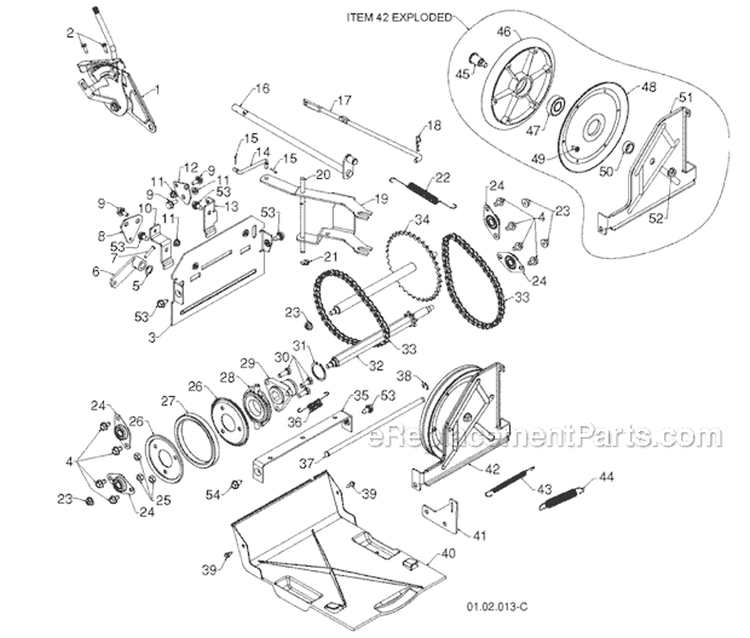 Drive Diagram and Parts List for 11524E 96193007401 -2011-07 Husqvarna Snow Blower