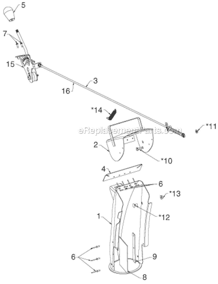 Control Panel Discharge Chute Diagram and Parts List for 11524E 96193007403 - 2012-06 Husqvarna Snow Blower