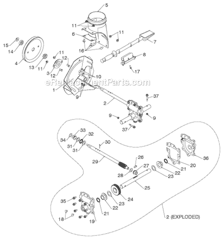 Auger Housing Impeller Diagram and Parts List for 11524E 96193007403 - 2012-06 Husqvarna Snow Blower
