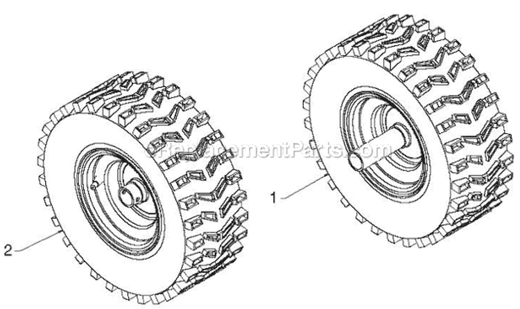 Wheels Tires Diagram and Parts List for 11524E 96193007404 - 2012-08 Husqvarna Snow Blower