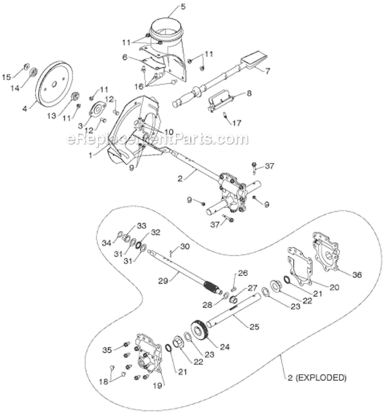Auger Housing Impeller Diagram and Parts List for 11524E 96193007404 - 2012-08 Husqvarna Snow Blower
