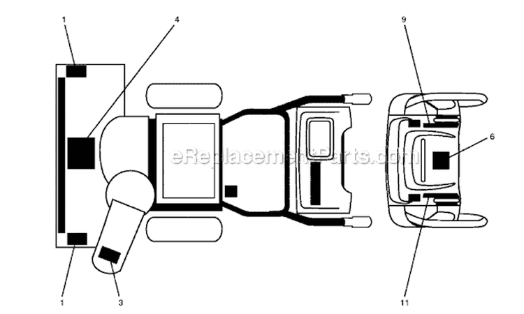 Decals Diagram and Parts List for 11524E 96193008200 -2011-08 Husqvarna Snow Blower