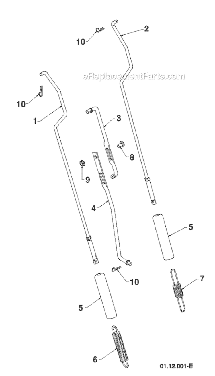 Handle Diagram and Parts List for 11524E 96193008200 -2011-08 Husqvarna Snow Blower