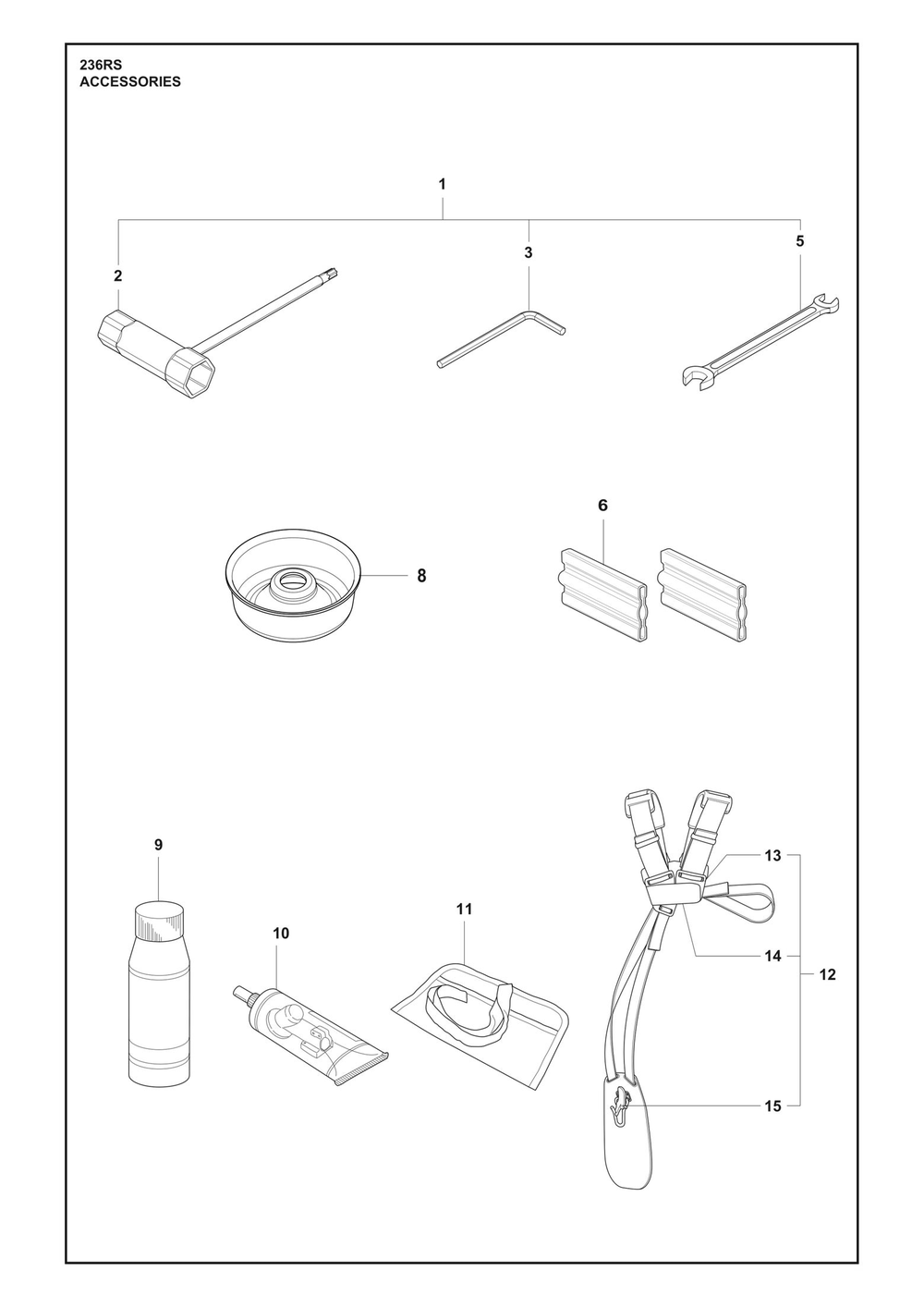 Accessories Diagram and Parts List for 236RS  Husqvarna Brush Cutter