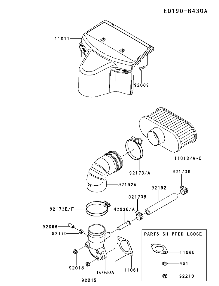 Air Filter And Muffler Diagram and Parts List for FR730V-DS04 2017-09 Husqvarna Engine
