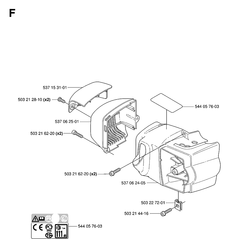 Cover Diagram and Parts List for 325HS99 (X-SERIES)(20063600001-20081800000) Husqvarna Hedge Trimmer