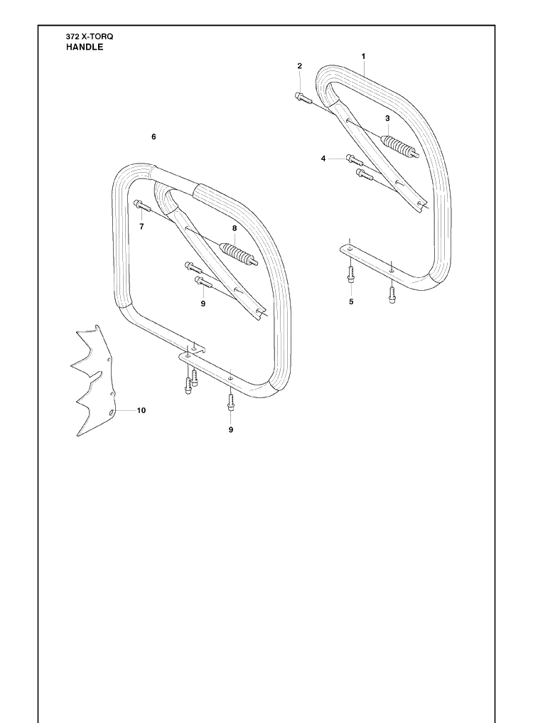 Handle Diagram and Parts List for 372 (X-TORQ)(2010-04) Husqvarna Chainsaw