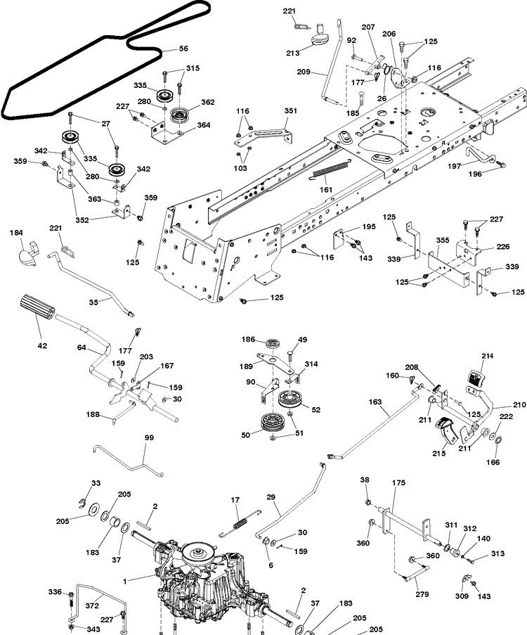 Drive Diagram and Parts List for TC242TX  Husqvarna Lawn Tractor