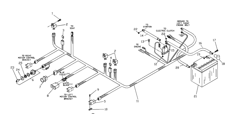 Wiring Assembly Diagram and Parts List for ZTH4817A (539104701-01)(2000-03) Husqvarna Lawn Mower