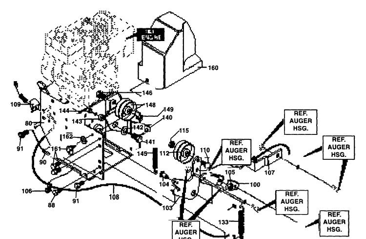 Frame Component Assembly Diagram and Parts List for ST624 1998-01 Husqvarna Snow Blower