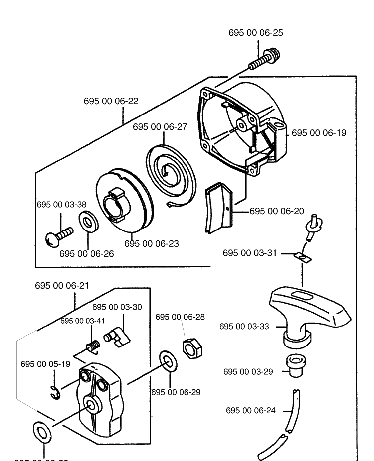 Starter Diagram and Parts List for 155BT (Carb II)(2001-04) Husqvarna Leaf Blower / Vacuum
