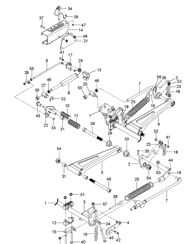 Mower Lift / Deck Lift 2 Diagram and Parts List for Z572X  Husqvarna Lawn Mower