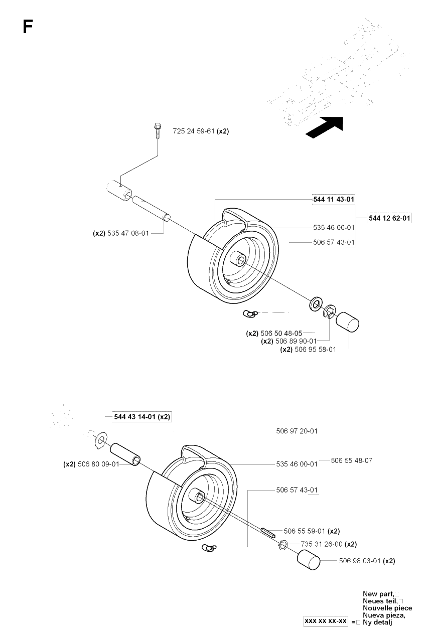 Wheels And Tires Diagram and Parts List for R18PRO (953521901)(2007-03) Husqvarna Lawn Tractor