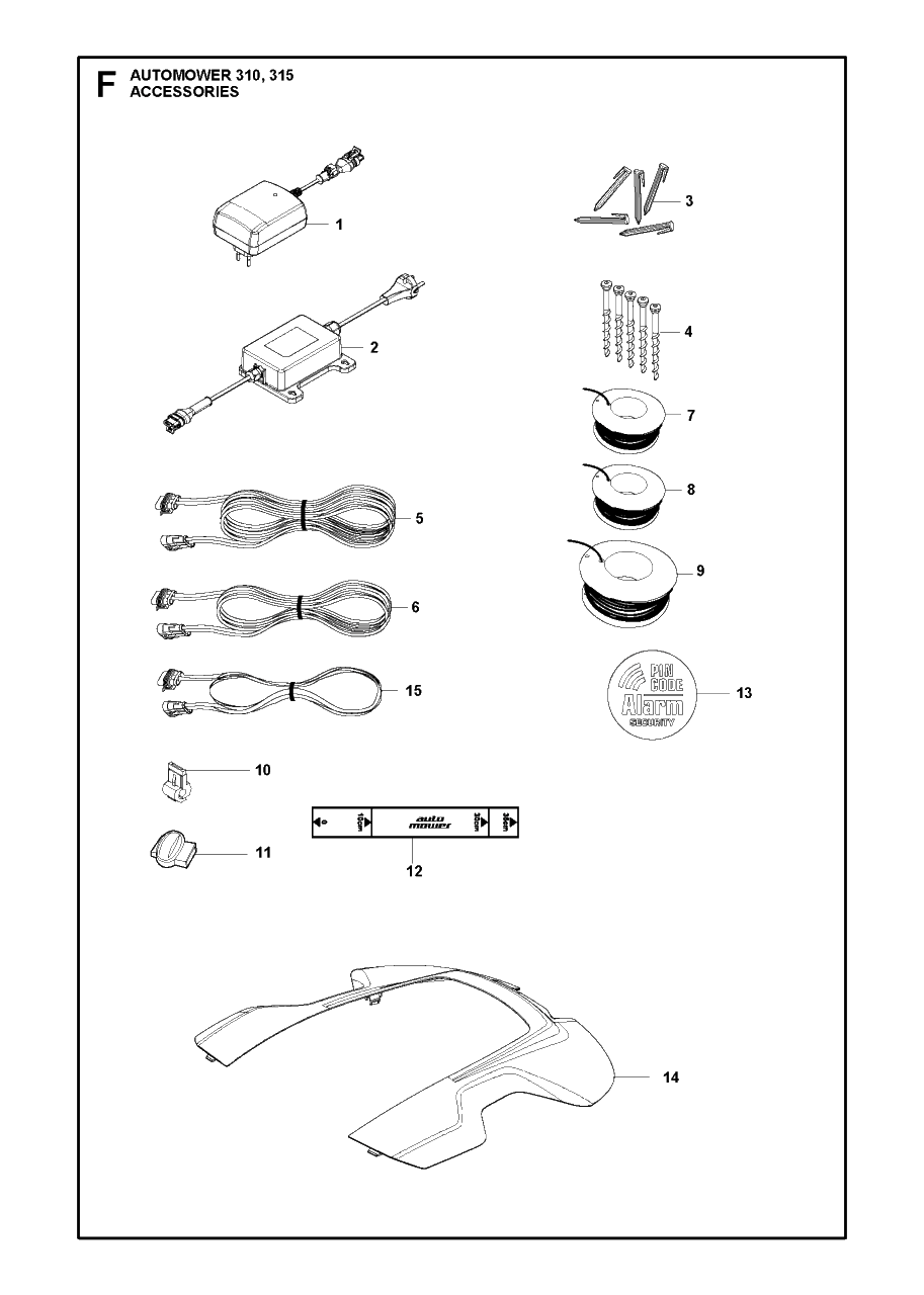 Accessories 2 Diagram and Parts List for 315 2015-03 Husqvarna Lawn Mower
