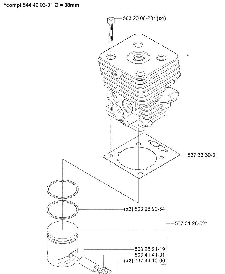 Igntion / Flywheel And Cylinder Kit Diagram and Parts List for 335FR 2008-09 Husqvarna Brush Cutter