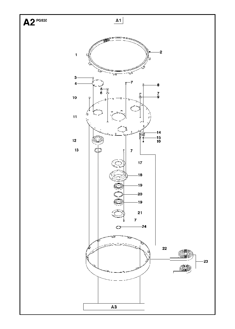 Grinder Diagram and Parts List for PG820 (0904-1 & Above)(2009-07) Husqvarna Sander Grinder