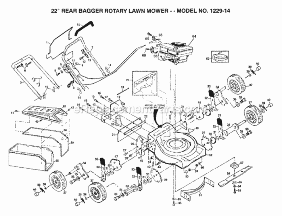 Page A Diagram and Parts List for 1229-14 1999 And Before Husqvarna Lawn Mower