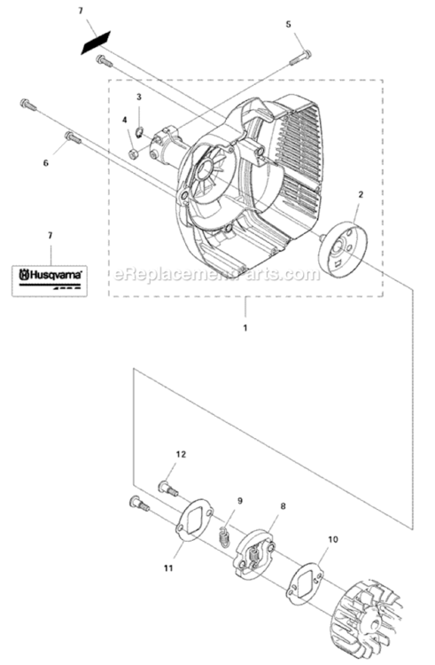 Clutch Diagram and Parts List for 122C  Husqvarna Trimmer