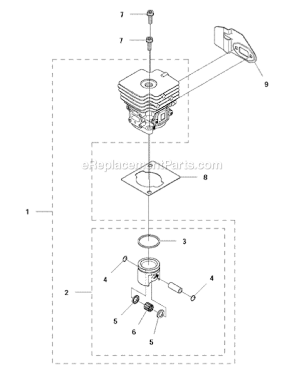 Cylinder_Piston Diagram and Parts List for 122C  Husqvarna Trimmer